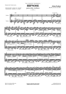 Hypnosis: For 2 violins (full score and parts) by Zoltan Paulinyi
