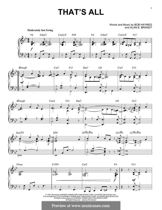That's All: Для фортепиано by Alan E. Brandt, Bob Haymes
