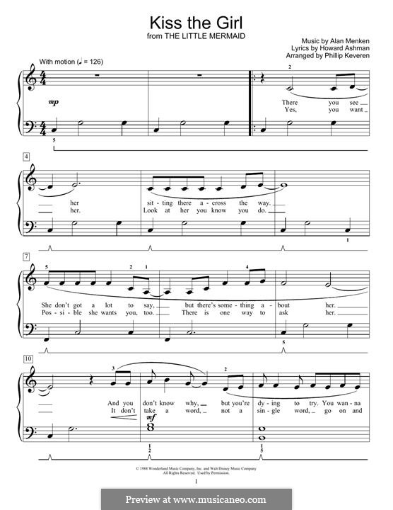 Kiss the Girl (from The Little Mermaid): Для фортепиано by Alan Menken