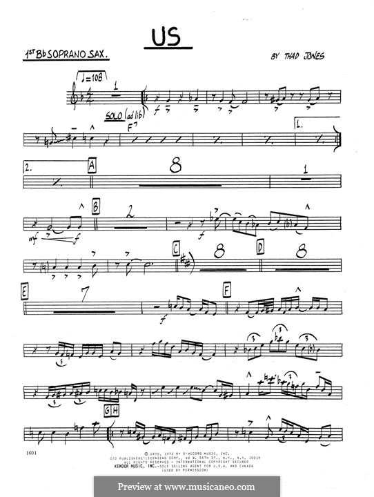 Us: Bb Soprano Sax part by Thad Jones