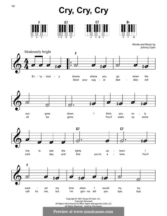 Cry, Cry, Cry: Для фортепиано by Johnny Cash