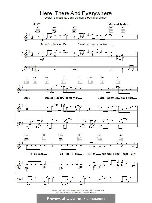 Here, There and Everywhere (The Beatles): Для голоса и фортепиано (или гитары) by John Lennon, Paul McCartney