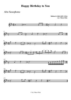 С днем рождения тебя: For alto saxophone playAlong by Милдред  Хилл
