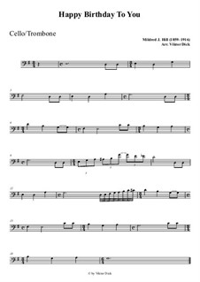 С днем рождения тебя: For cello playAlong by Милдред  Хилл