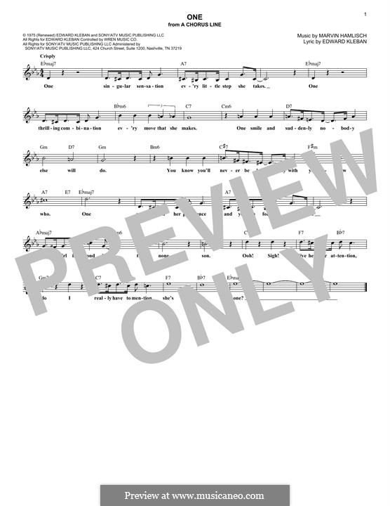 One (from A Chorus Line): Мелодия by Marvin Hamlisch