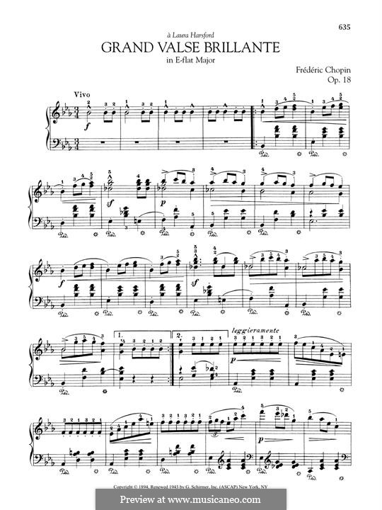 Большой блестящий вальс ми-бемоль мажор, Op.18: Для фортепиано by Фредерик Шопен