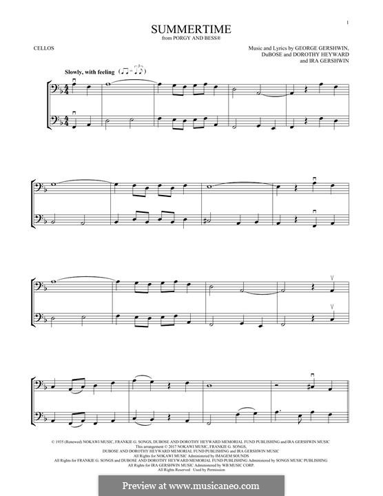 Summertime, for two instruments: Для двух виолончелей by Джордж Гершвин