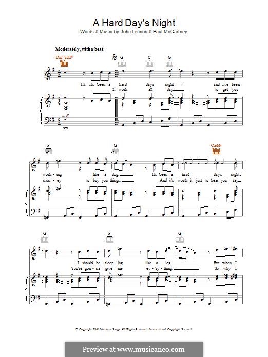 A Hard Day's Night (The Beatles): Для голоса и фортепиано (или гитары) by John Lennon, Paul McCartney
