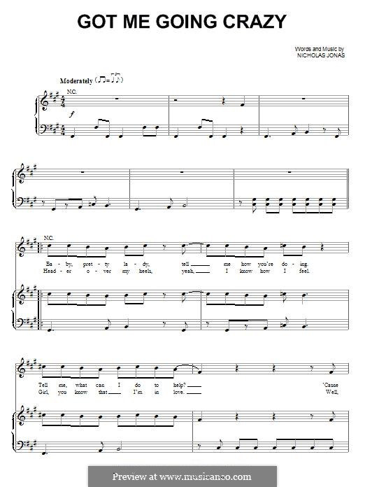 Got Me Going Crazy (Jonas Brothers): Для голоса и фортепиано (или гитары) by Nicholas Jonas