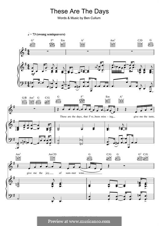 These Are the Days: Для скрипки и фортепиано by Ben Cullum