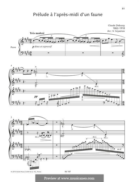 Послеполуденный отдых фавна, L.86: Для фортепиано by Клод Дебюсси