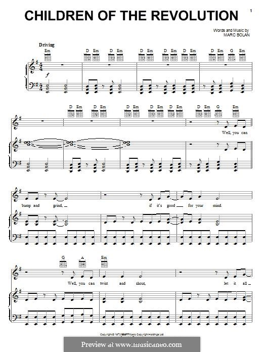 Children of the Revolution (T Rex): Для голоса и фортепиано (или гитары) by Marc Bolan
