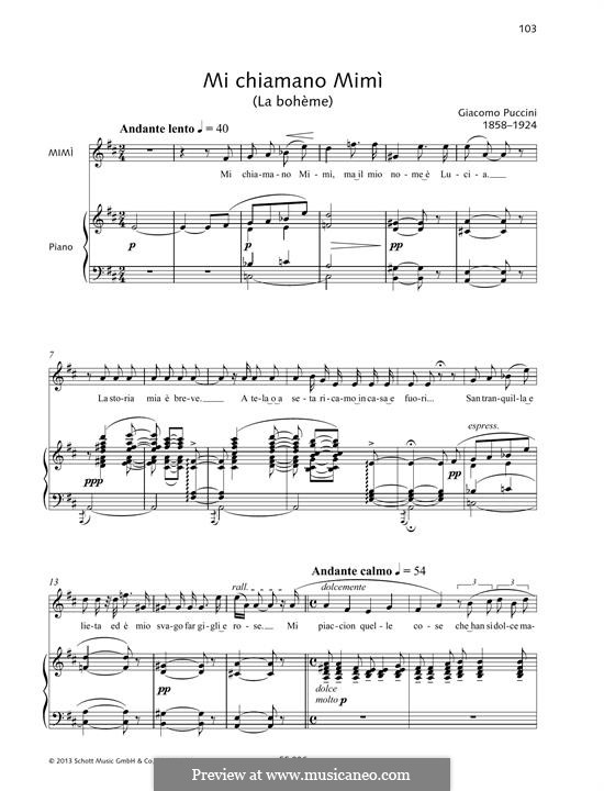 Me chiamano mimi: Для голоса и фортепиано by Джакомо Пуччини