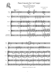 Концерт для фортепиано с оркестром No.1 фа мажор, K.37: Score and parts by Вольфганг Амадей Моцарт