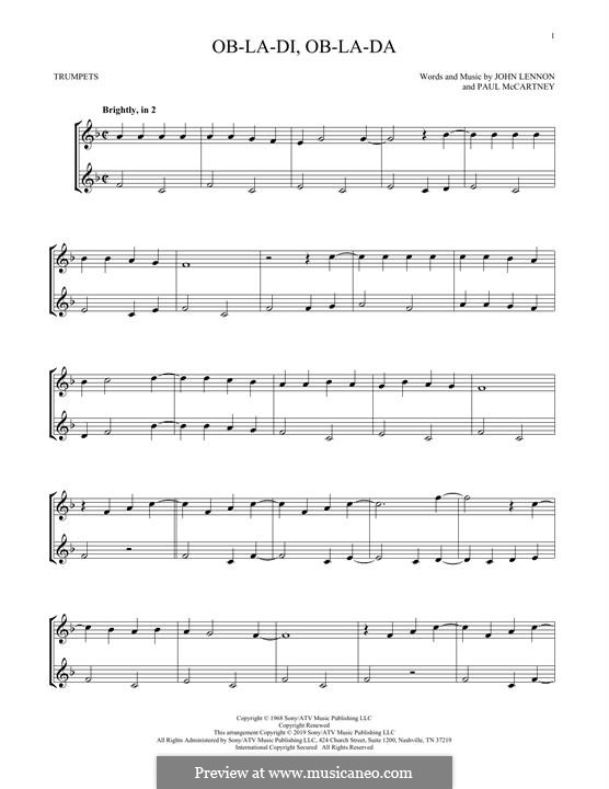 Instrumental version: For two trumpets by John Lennon, Paul McCartney