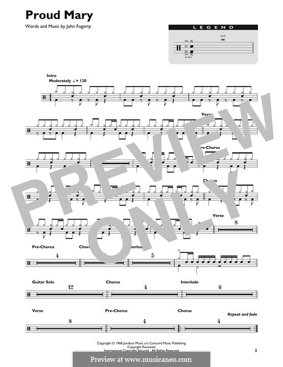 Proud Mary (Creedence Clearwater Revival): Drum set by John C. Fogerty