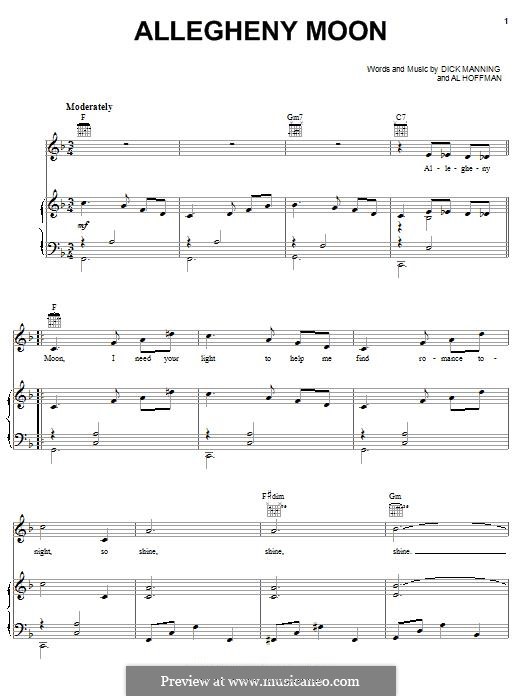 Allegheny Moon: Для голоса и фортепиано (или гитары) by Al Hoffman, Dick Manning