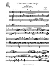 Соната для скрипки и фортепиано No.24 фа мажор, K.376: Партитура, сольная партия by Вольфганг Амадей Моцарт
