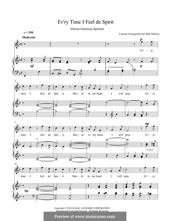 Every Time I Feel the Spirit: Для голоса и фортепиано by folklore