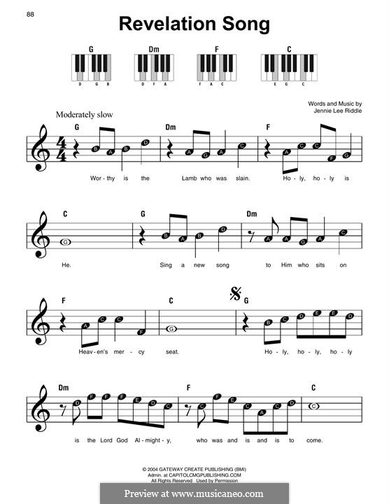 Revelation Song (Passion): Для фортепиано (легкий уровень) by Jennie Lee Riddle