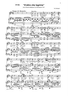 S'altro che lagrime: Для голоса и фортепиано by Вольфганг Амадей Моцарт