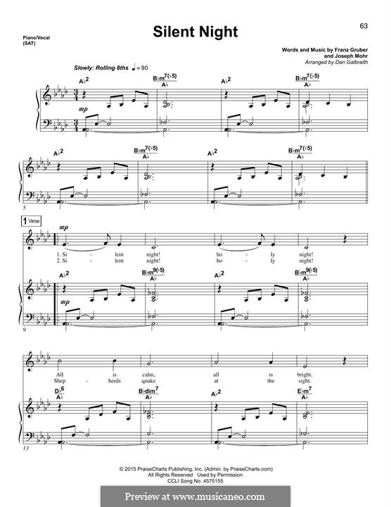 Vocal version: Для голоса и фортепиано by Франц Ксавьер Грубер