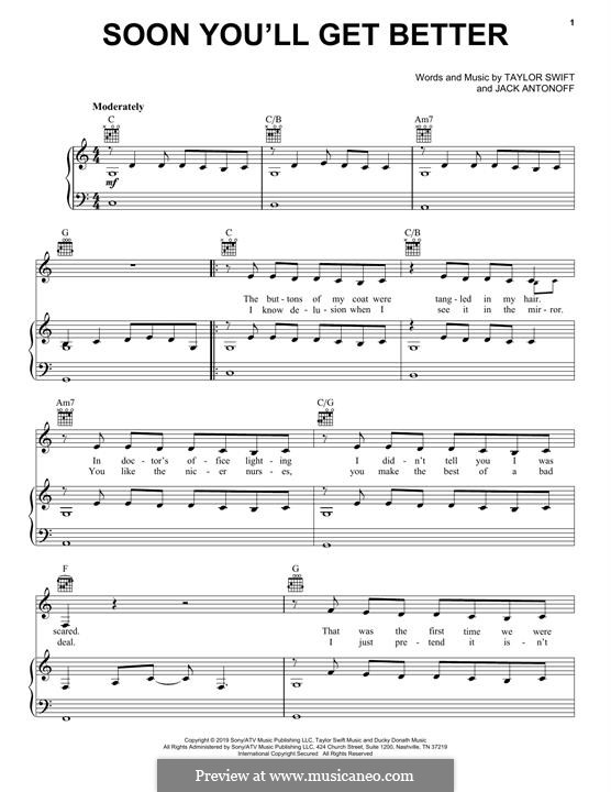 Soon You'll Get Better (feat. Dixie Chicks): Для голоса и фортепиано (или гитары) by Taylor Swift, Jack Antonoff