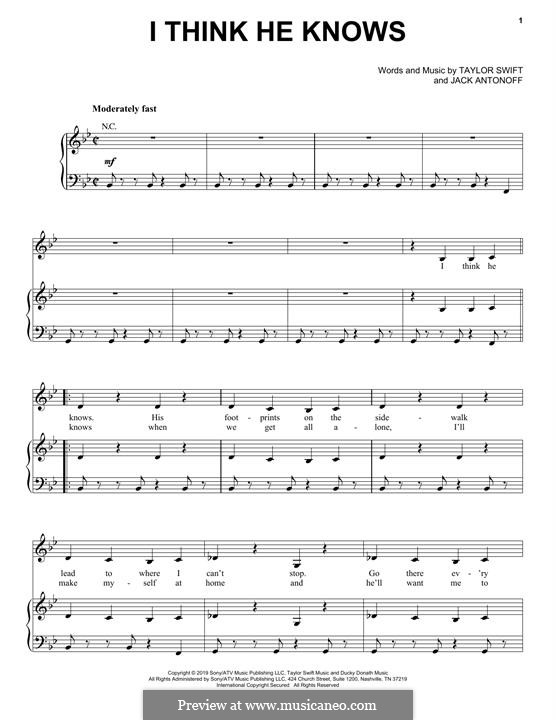 I Think He Knows: Для голоса и фортепиано (или гитары) by Taylor Swift, Jack Antonoff