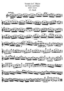 Соната для флейты и бассо континуо No.1 до мажор, BWV 1033: Сольная партия by Иоганн Себастьян Бах
