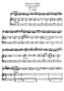Соната для флейты и бассо континуо No.1 до мажор, BWV 1033: Переложение для флейты и фортепиано by Иоганн Себастьян Бах