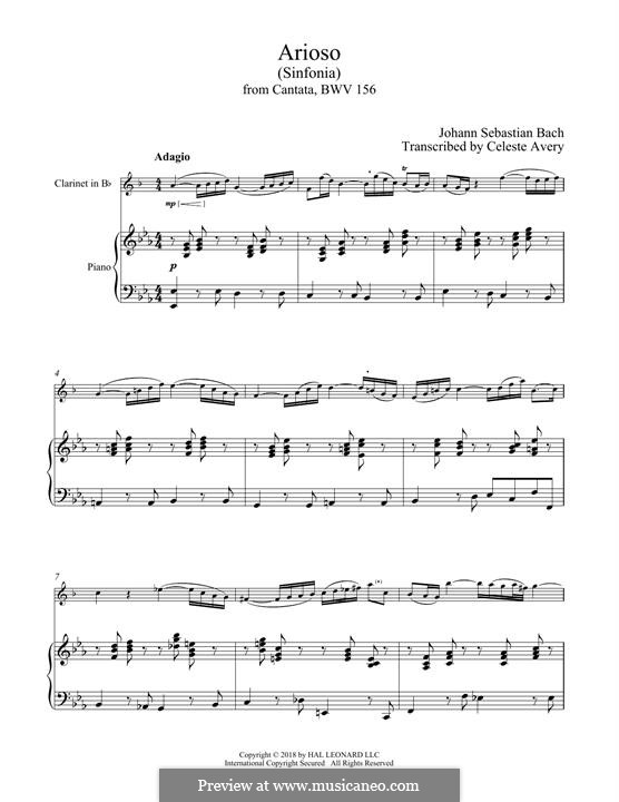 Ариозо соль мажор: Для кларнета и фортепиано by Иоганн Себастьян Бах