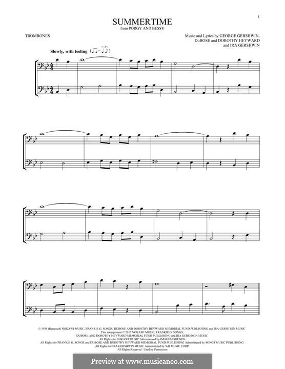Summertime, for two instruments: For two trombones by Джордж Гершвин