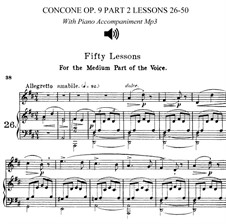 Для среднего голоса: No.26-50 Book II (piano accompaniments and sheet music) by Джузеппе Конконе