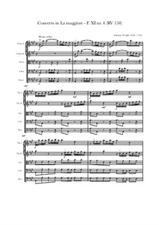 Concerto for Strings in A Major, RV 158: Score, parts by Антонио Вивальди