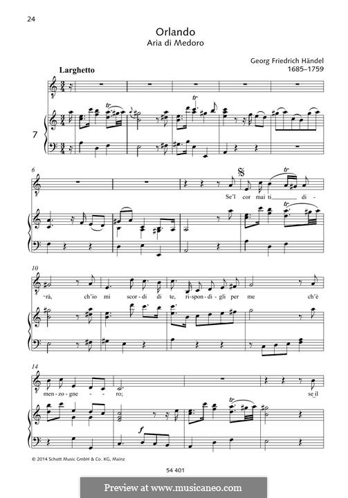 Орландо, HWV 31: Se'l cor mai ti dirá by Георг Фридрих Гендель