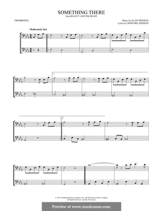 Something There (from Beauty and the Beast): For two trombones by Alan Menken