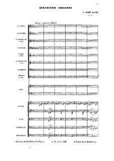 Концерт для фортепиано с оркестром No.4 до минор, Op.44: Партитура by Камиль Сен-Санс
