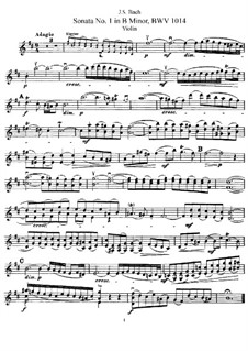 Соната для скрипки и клавесина No.1 си минор, BWV 1014: Сольная партия by Иоганн Себастьян Бах