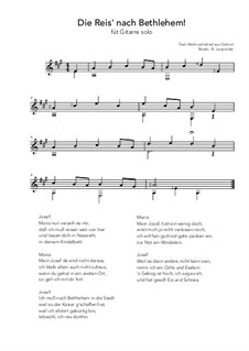 Die Reis' nach Bethlehem: For guitar solo (A Major) by folklore