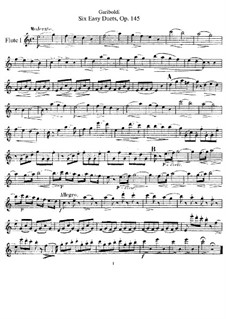 Шесть легких дуэтов для двух флейт, Op.145: Партия I флейты by Джузеппе Гарибольди