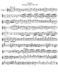 Шесть легких дуэтов для двух флейт, Op.145: Партия II флейты by Джузеппе Гарибольди