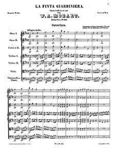 Мнимая садовница, K.196: Партитура by Вольфганг Амадей Моцарт