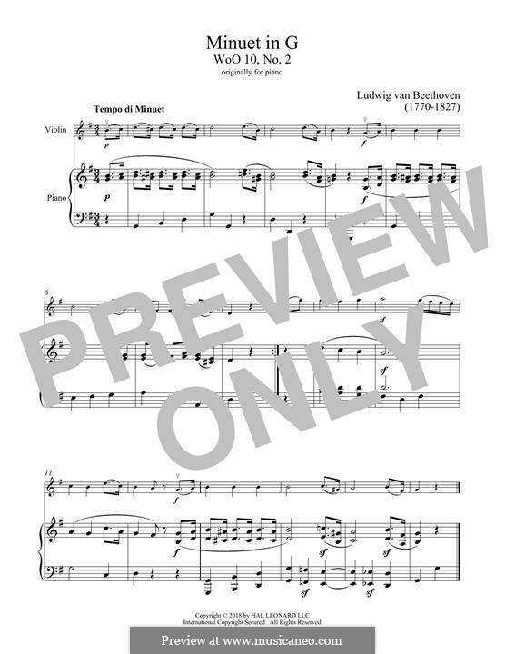 Менуэт соль мажор: Для скрипки и фортепиано by Людвиг ван Бетховен