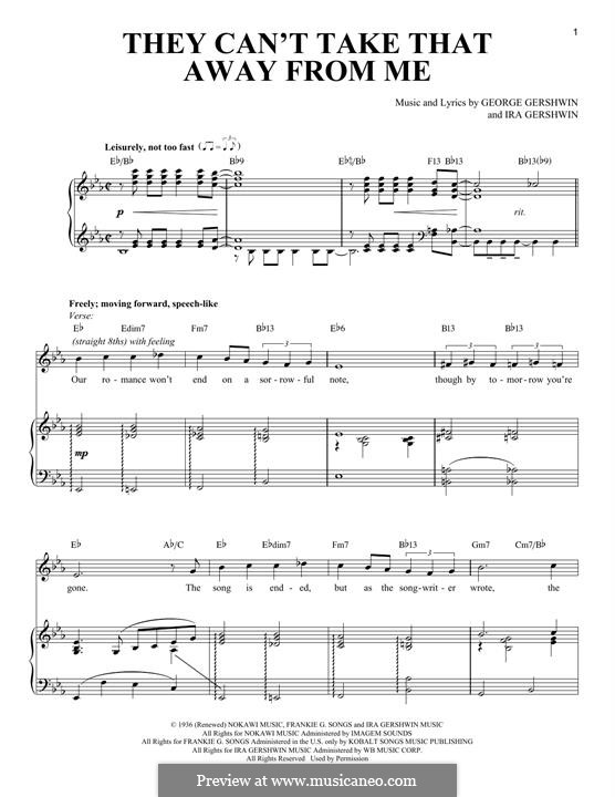 They Can't Take That Away from Me: Для голоса и фортепиано by Джордж Гершвин