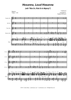 Hosanna, Loud Hosanna (with 'Ride On, Ride On In Majesty!'): For saxophone quartet and piano by folklore