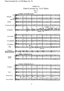 Концерт для фортепиано с оркестром No.3 ми-бемоль мажжор, TH 65 Op.75: Партитура by Петр Чайковский