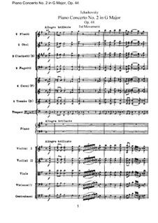 Концерт для фортепиано с оркестром No.2 соль мажор, TH 60 Op.44: Партитура by Петр Чайковский