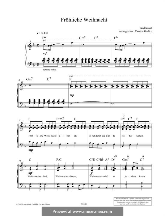 Fröhliche Weihnacht überall: Для фортепиано by folklore