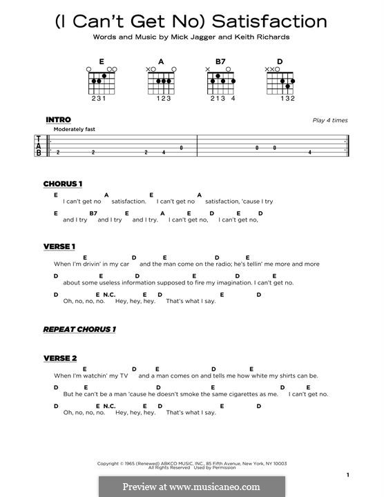 (I Can't Get No) Satisfaction (The Rolling Stones): Для гитары by Keith Richards, Mick Jagger