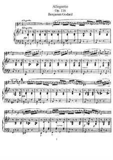 Пьесы для флейты и фортепиано, Op.116: Аллегретто – партитура by Бенжамин Годар